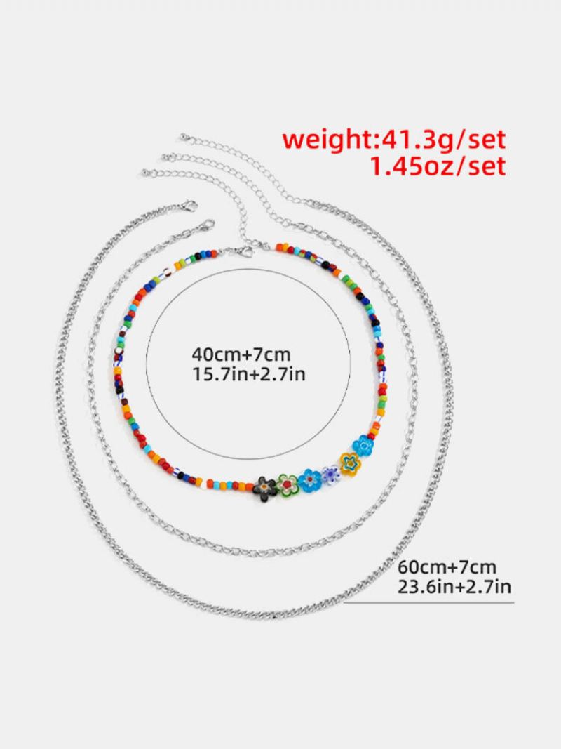3 Ks Trendy Módní Český Vícevrstvý Kovový Náhrdelník S Barevnými Korálky Glaze