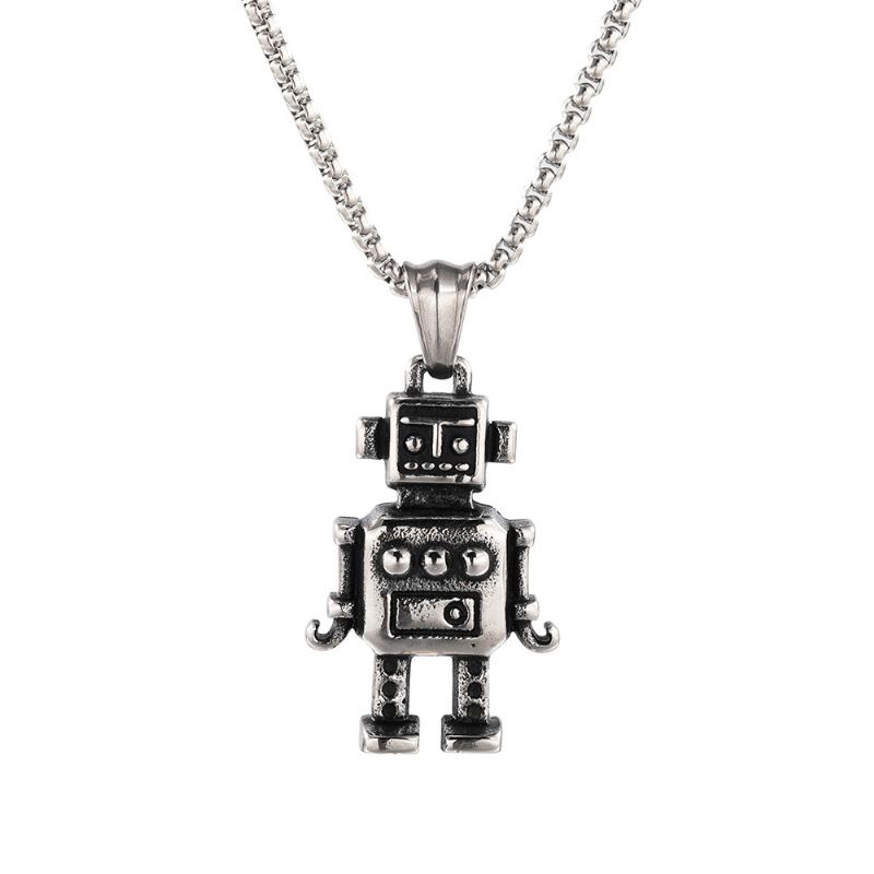 Hip Hop Geometrický Legrační Robot Přívěsek Módní Retro Pánské A Dámské Náhrdelník Z Titanové Oceli