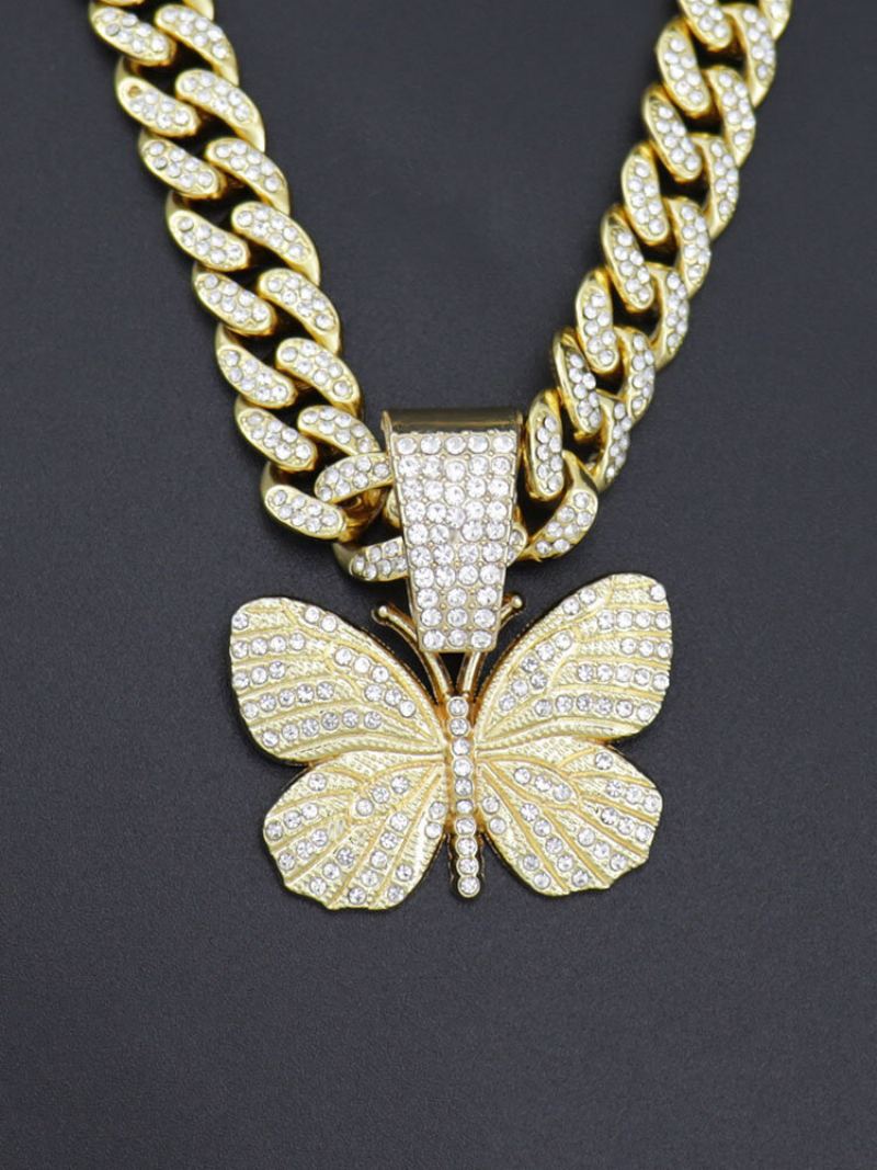 Hiphop Insect Butterfly Necklace Full Diamond Kubánský Pánský Náhrdelník