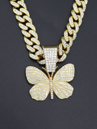 Hiphop Insect Butterfly Necklace Full Diamond Kubánský Pánský Náhrdelník