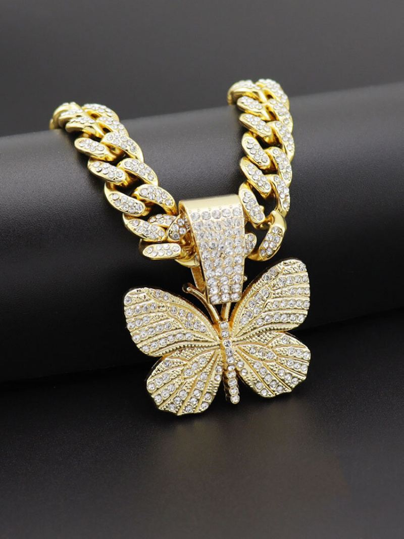 Hiphop Insect Butterfly Necklace Full Diamond Kubánský Pánský Náhrdelník