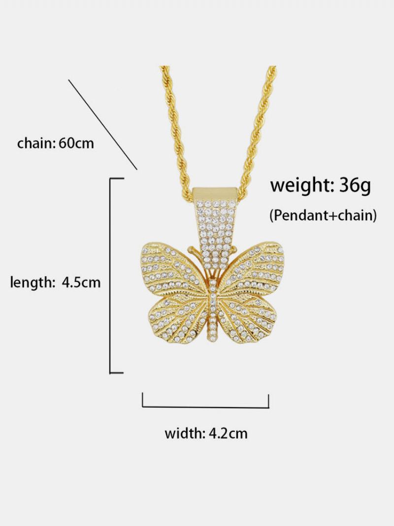 Hiphop Insect Butterfly Necklace Full Diamond Kubánský Pánský Náhrdelník