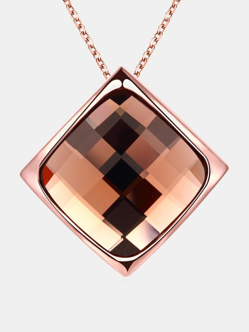 Luxusní Dámský Náhrdelník Rhombus Rose Gold Glass Crystal