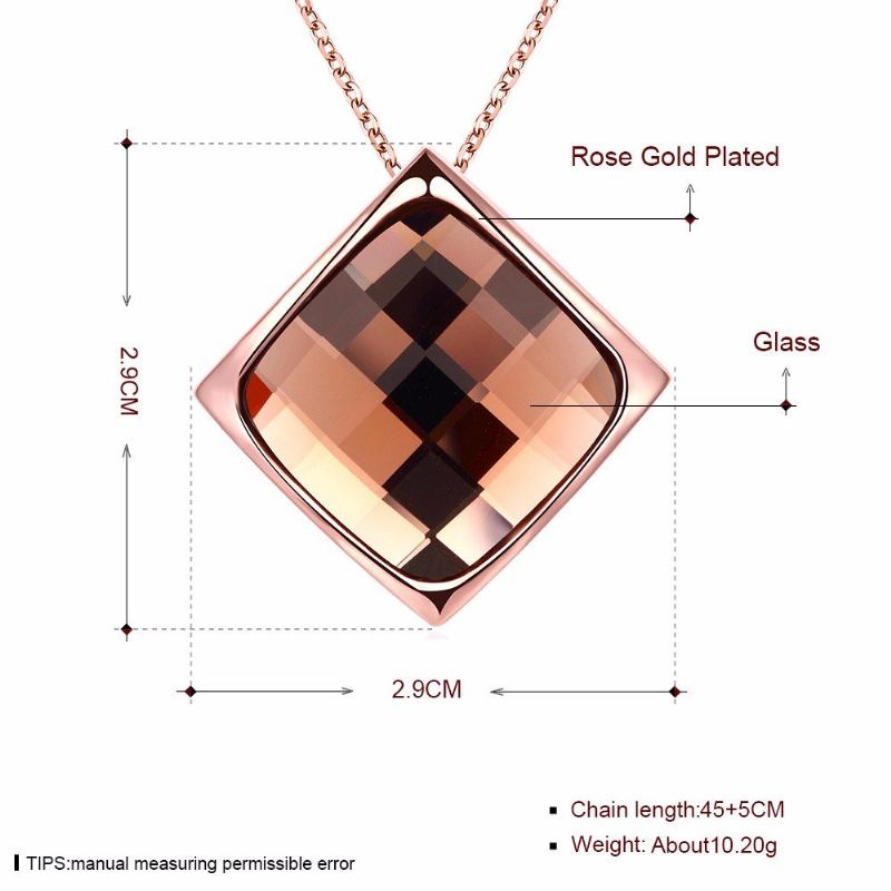 Luxusní Dámský Náhrdelník Rhombus Rose Gold Glass Crystal