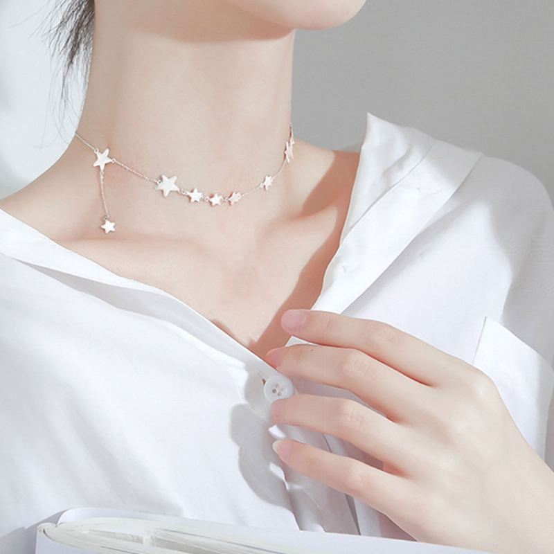 Náhrdelník Lucky Star Choker Originální Sterling Ornamenty S S925 Silver Pro Ženy Dívky