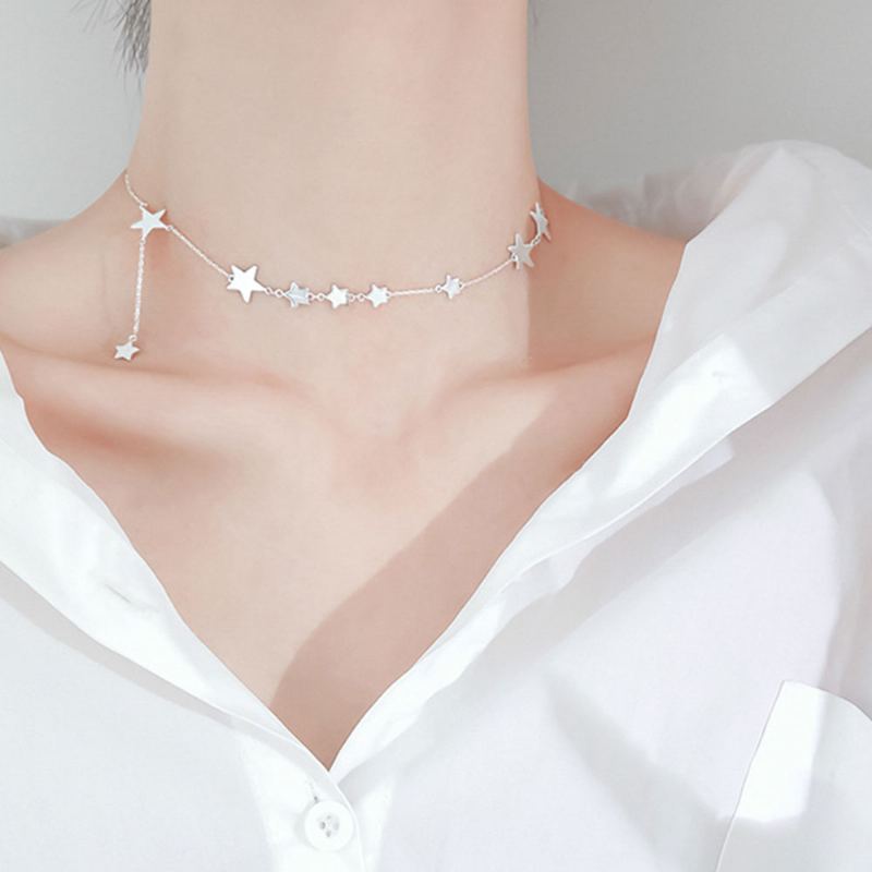 Náhrdelník Lucky Star Choker Originální Sterling Ornamenty S S925 Silver Pro Ženy Dívky