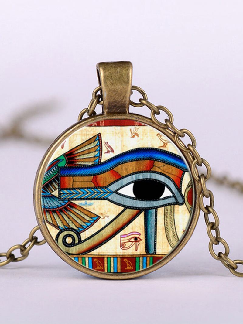 Náhrdelník S Přívěskem Eye Of Horus Gem Nastavitelný Kovový Řetízek Kulatý Skleněný Dámský Šperky Dárky