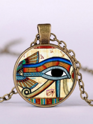 Náhrdelník S Přívěskem Eye Of Horus Gem Nastavitelný Kovový Řetízek Kulatý Skleněný Dámský Šperky Dárky