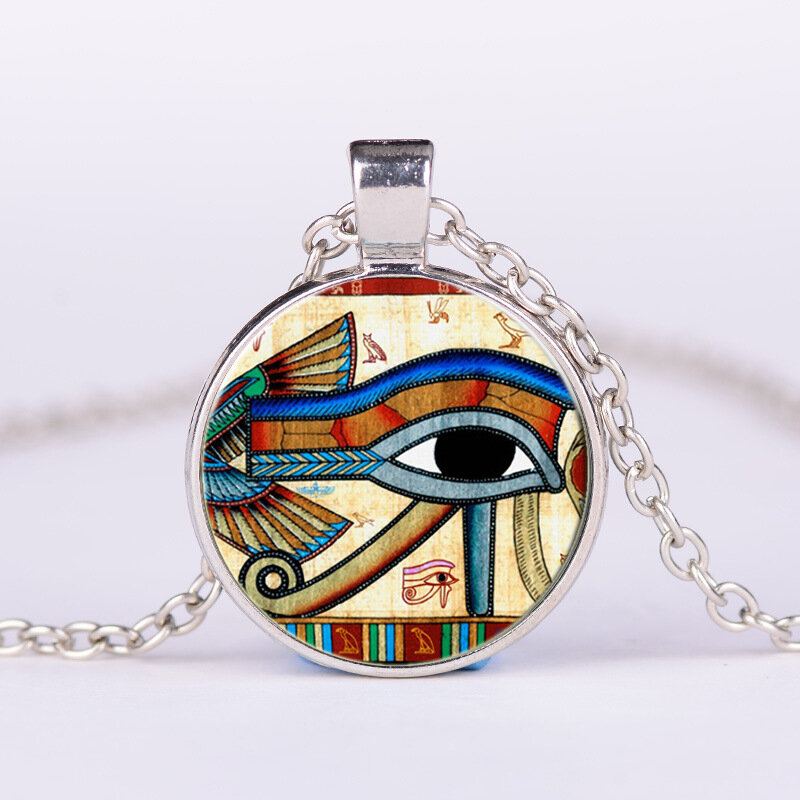 Náhrdelník S Přívěskem Eye Of Horus Gem Nastavitelný Kovový Řetízek Kulatý Skleněný Dámský Šperky Dárky