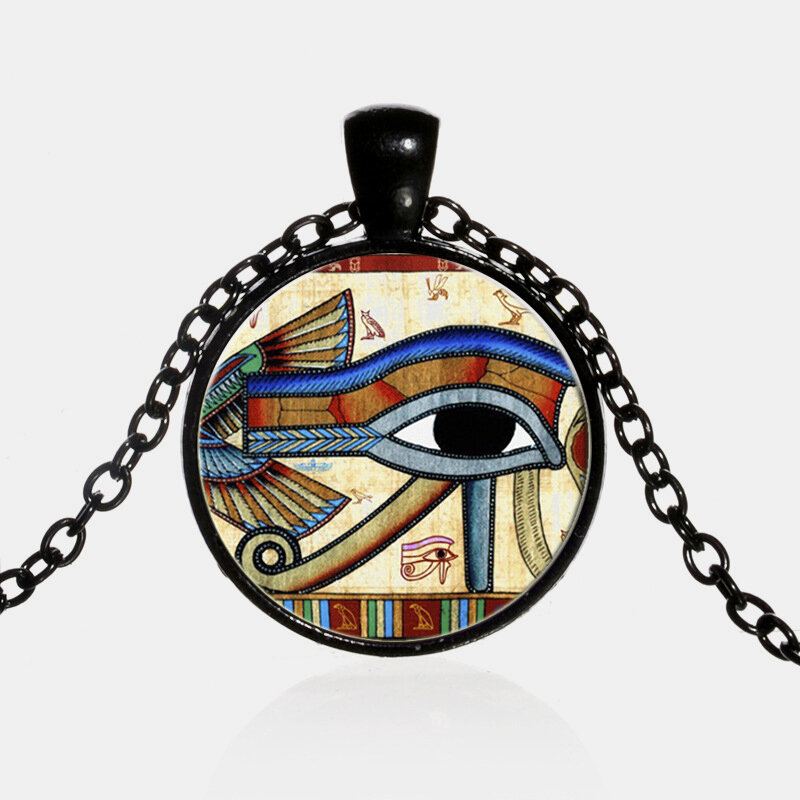 Náhrdelník S Přívěskem Eye Of Horus Gem Nastavitelný Kovový Řetízek Kulatý Skleněný Dámský Šperky Dárky