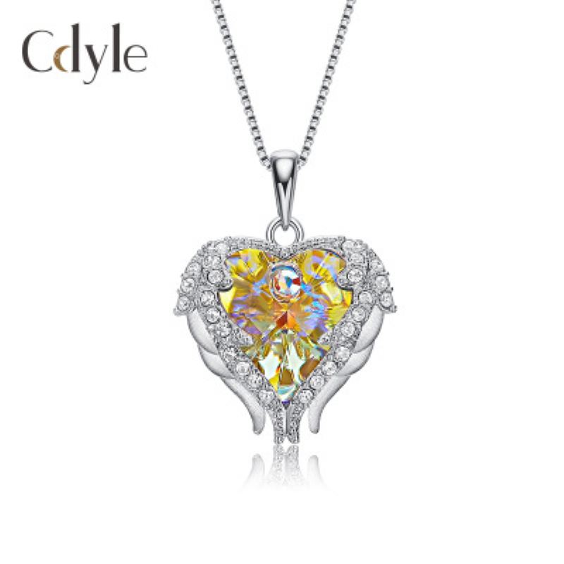 Náhrdelník S925 Ze Sterlingového Stříbra Ocean Heart S Diamantovým Přívěskem Swarovski Crystal Angel Wings