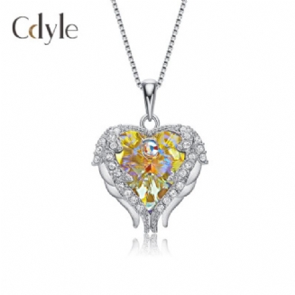 Náhrdelník S925 Ze Sterlingového Stříbra Ocean Heart S Diamantovým Přívěskem Swarovski Crystal Angel Wings