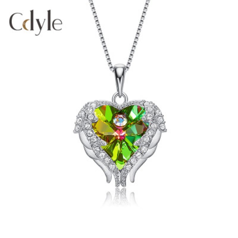 Náhrdelník S925 Ze Sterlingového Stříbra Ocean Heart S Diamantovým Přívěskem Swarovski Crystal Angel Wings