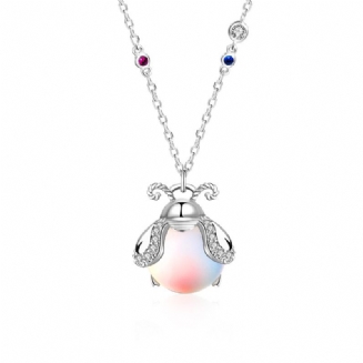 Originální Náhrdelník S925 Sterling Silver Firefly Dámský Ins Řada Colorful Moonstone Insect Přívěsek Klíční Kosti