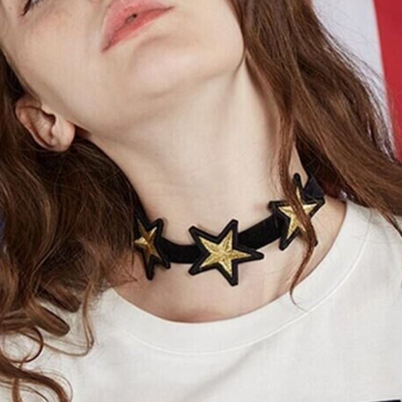 Punk Choker Náhrdelník Hvězdný Flanelový