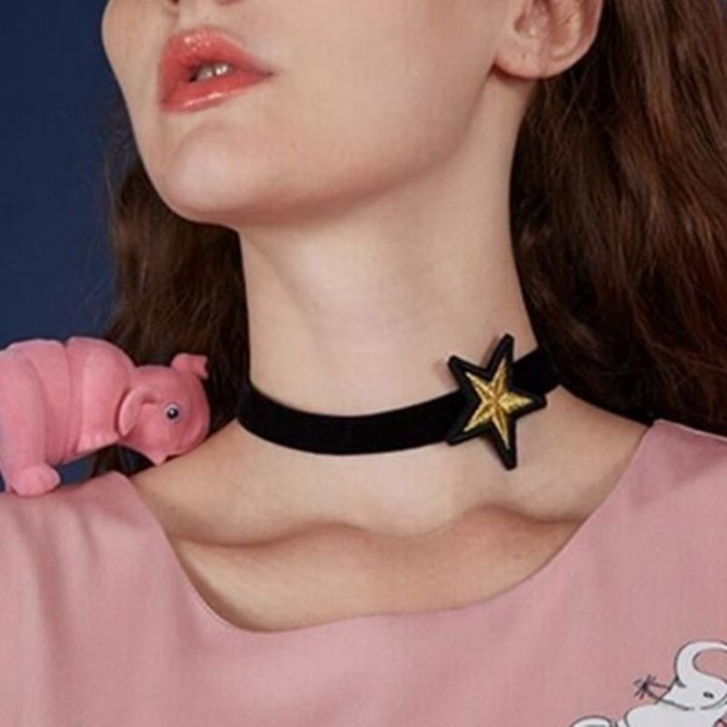 Punk Choker Náhrdelník Hvězdný Flanelový