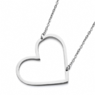 Romantický Řetízek Z Nerezové Oceli Steel Unfade Color Jednoduchý Temperament Love Heart Náhrdelník Pro Ženu