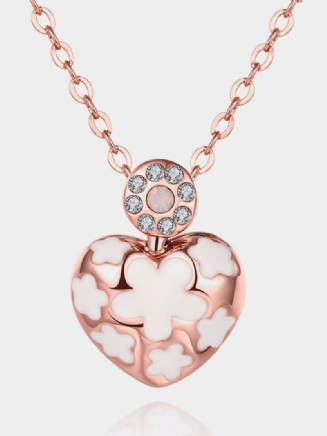 Sladký Luxusní Náhrdelník Heart Flower Oil Drip Drahostone Necklace