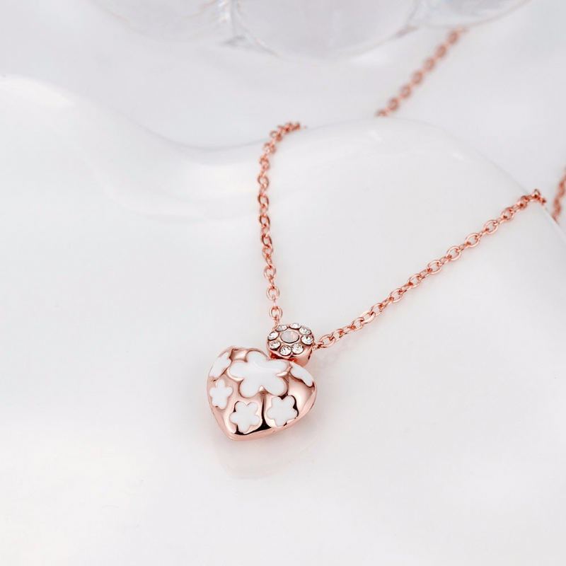 Sladký Luxusní Náhrdelník Heart Flower Oil Drip Drahostone Necklace