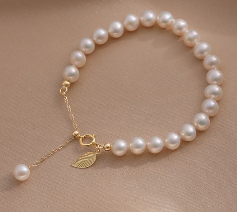 Slávka-pearl Náramek 14k Gold Elegantní Přírodní Perla