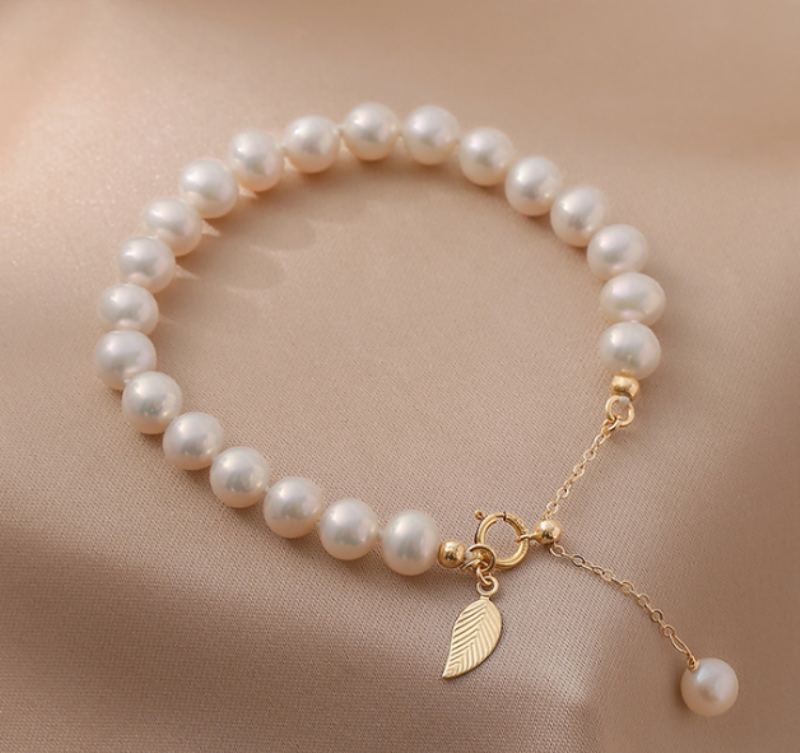 Slávka-pearl Náramek 14k Gold Elegantní Přírodní Perla