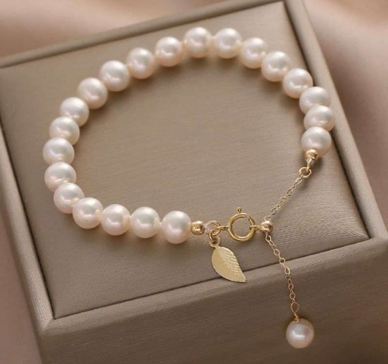 Slávka-pearl Náramek 14k Gold Elegantní Přírodní Perla