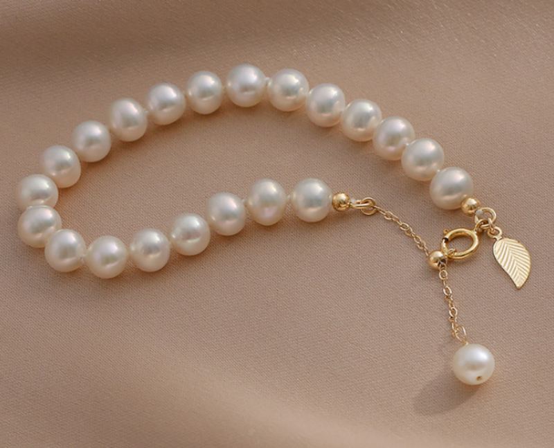 Slávka-pearl Náramek 14k Gold Elegantní Přírodní Perla