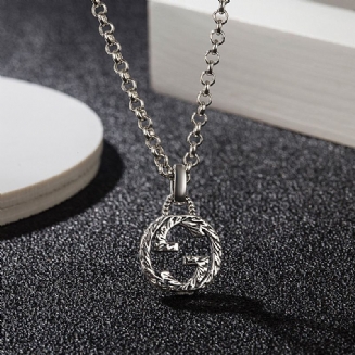 Sterling Silver S952 Zámkový Trojrozměrný Rytý Přívěsek Se Složitým Vzorem Trend Textury Náhrdelník