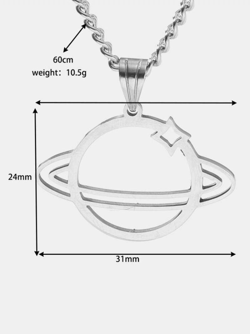 Trendy Hip Hop Dutý Náhrdelník Z Titanové Oceli Ve Tvaru Planety