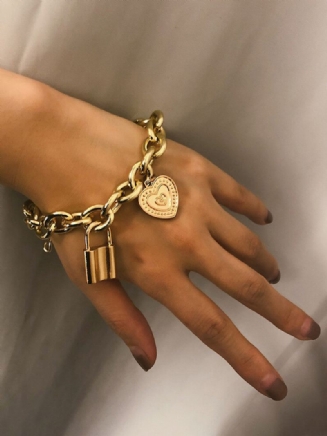 Trendy Lock Big Chain Náramek Zlatý Kovový Svetr Náhrdelník Pro Ženy