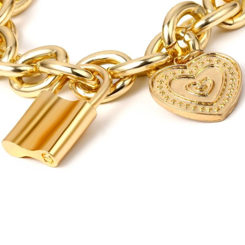 Trendy Lock Big Chain Náramek Zlatý Kovový Svetr Náhrdelník Pro Ženy