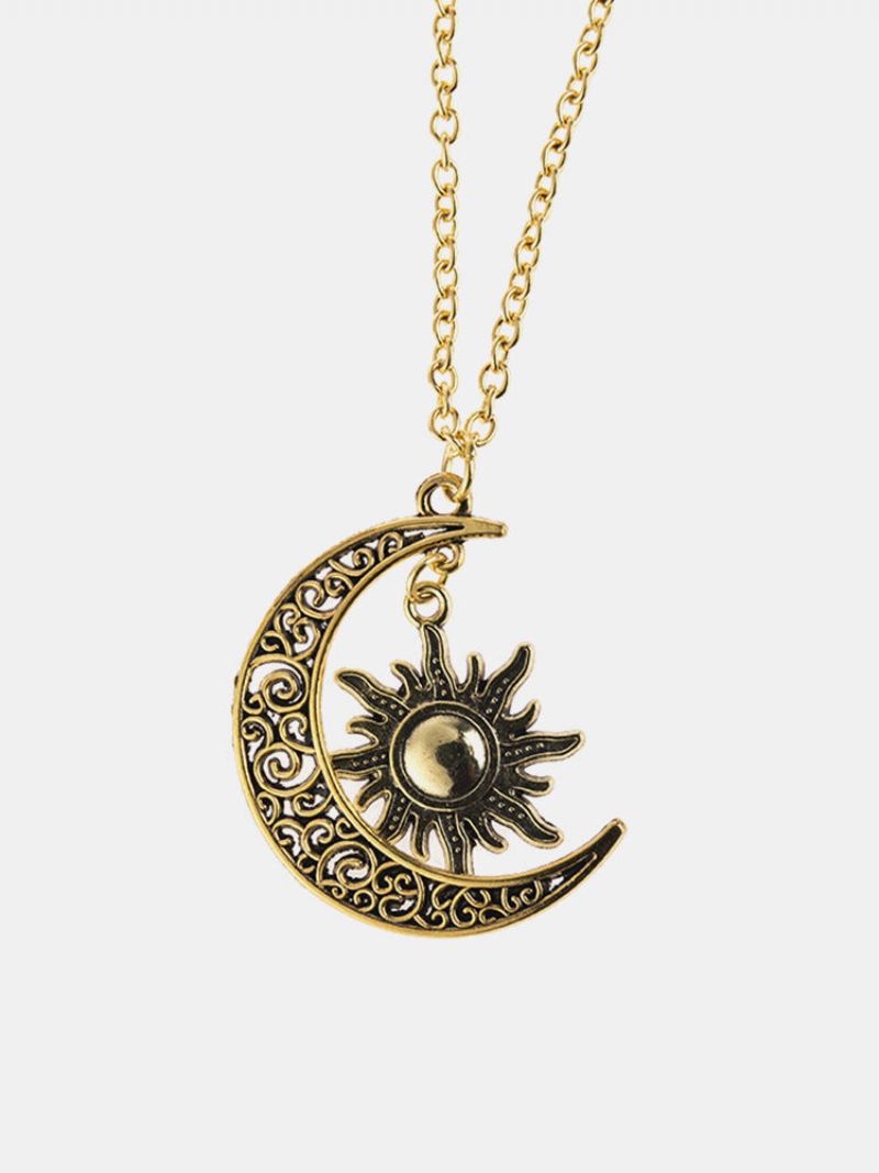 Trendy Vyřezávaný Náhrdelník Ze Slitiny Sun Moon