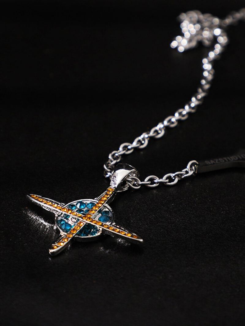 Vintage Náhrdelník Hiphop Z Nerezové Oceli Diamond Universe Planet Necklace