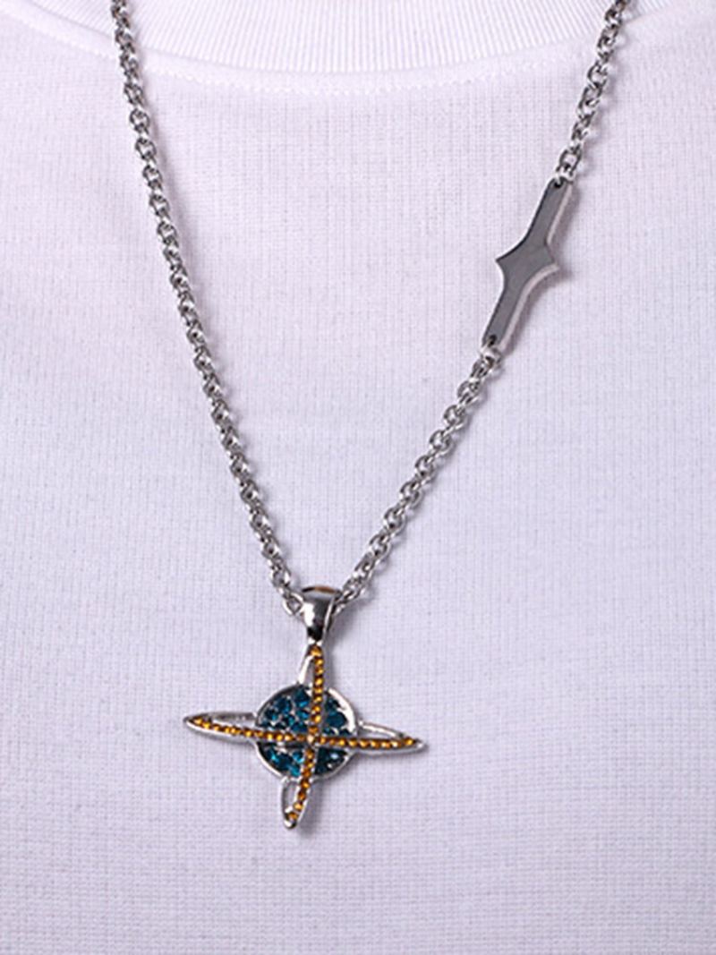 Vintage Náhrdelník Hiphop Z Nerezové Oceli Diamond Universe Planet Necklace