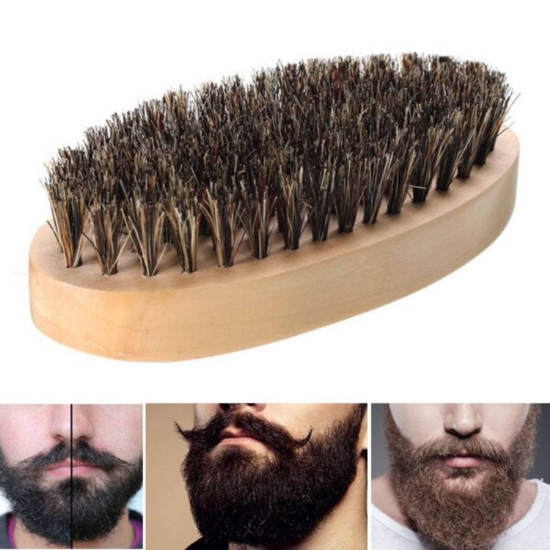 Kančí Štětina Thickest Beard Taming Comb Brush Dřevěný Dlaňový Kartáč