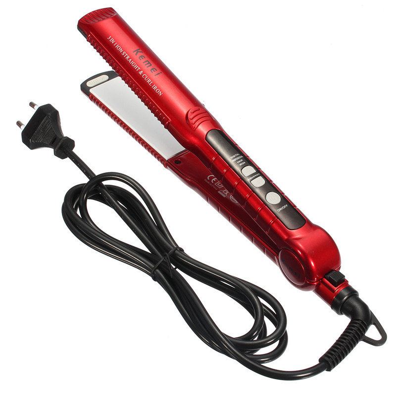 Kemei 3v1 Vlasový Kulma Žehlička Hot Iron Curling Ceramic Wave Tool