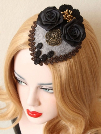 Punk Cosplay Hairwear Vinatge Black Rose Lebka Šperky Small Hairpin