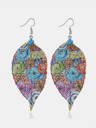 Bohemian Colorful Leaf Náušnice Módní Kovové Originální S Jedinečným Designem Pro Ženy