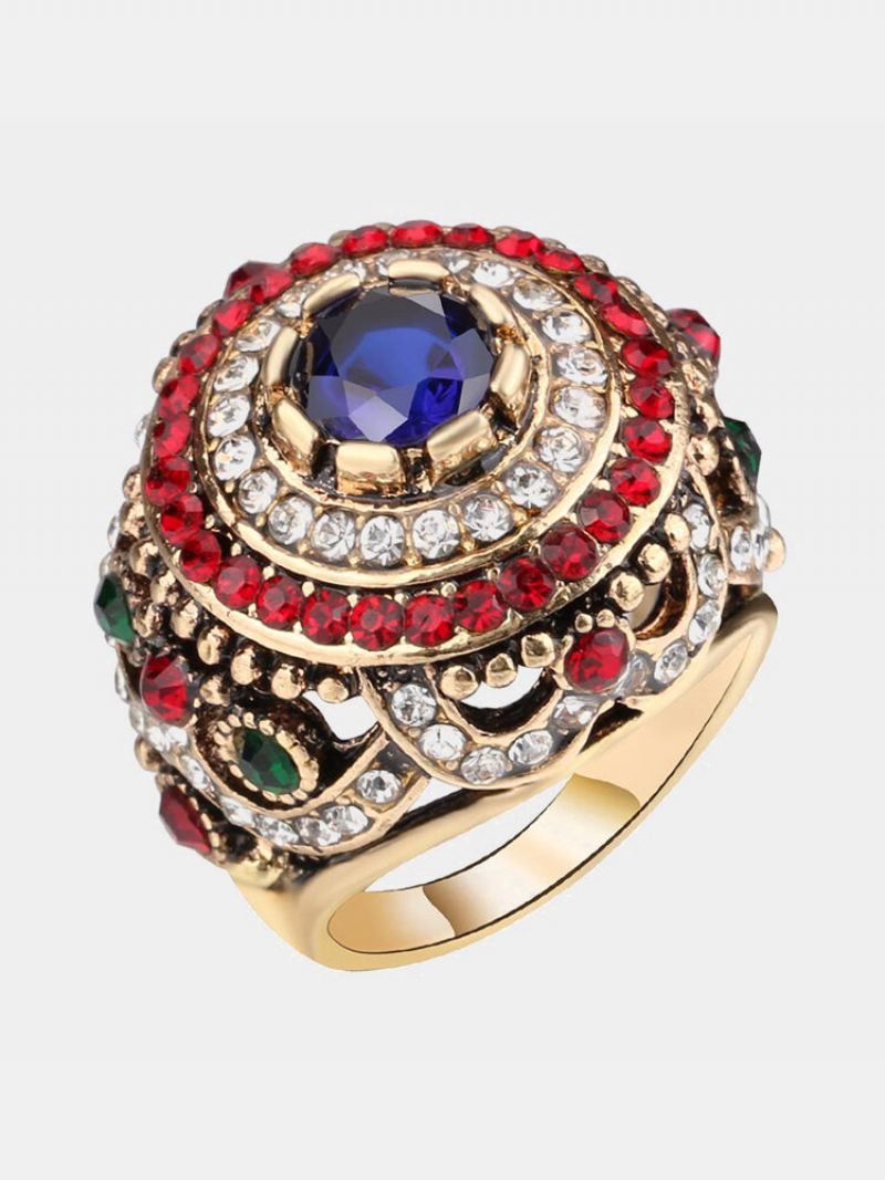 Bohemian Finger Rings Opal Gold Plated Blue Resin Crystal Duté Prsteny Etnické Šperky Pro Ženy