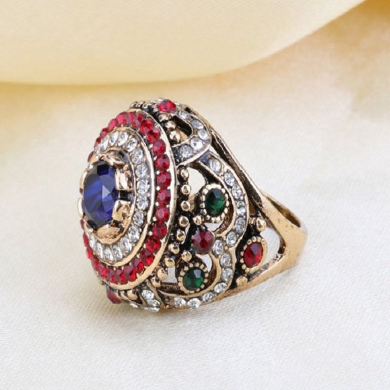 Bohemian Finger Rings Opal Gold Plated Blue Resin Crystal Duté Prsteny Etnické Šperky Pro Ženy