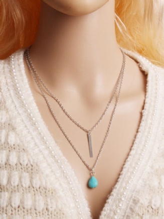 Bohemian Muitilayer Necklace Drop Turquoise Bar Tassel Charm Řetízek Best Friend Náhrdelník Pro Ženy