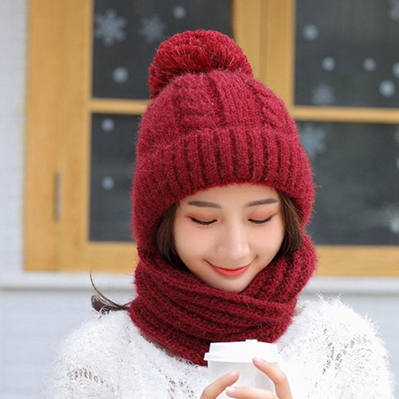 Dámská Zimní Teplá Vlněná Pletená Čepice Beanie S Náprsenkou Venkovní Větruodolná Ležérní Měkká