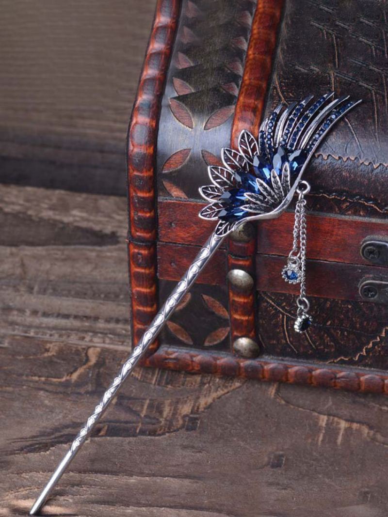 Etnické Jedinečné Dámské Vlasové Doplňky Vintage Leaf Wings Kamínky Crystal Tassel Drop Vlásenka