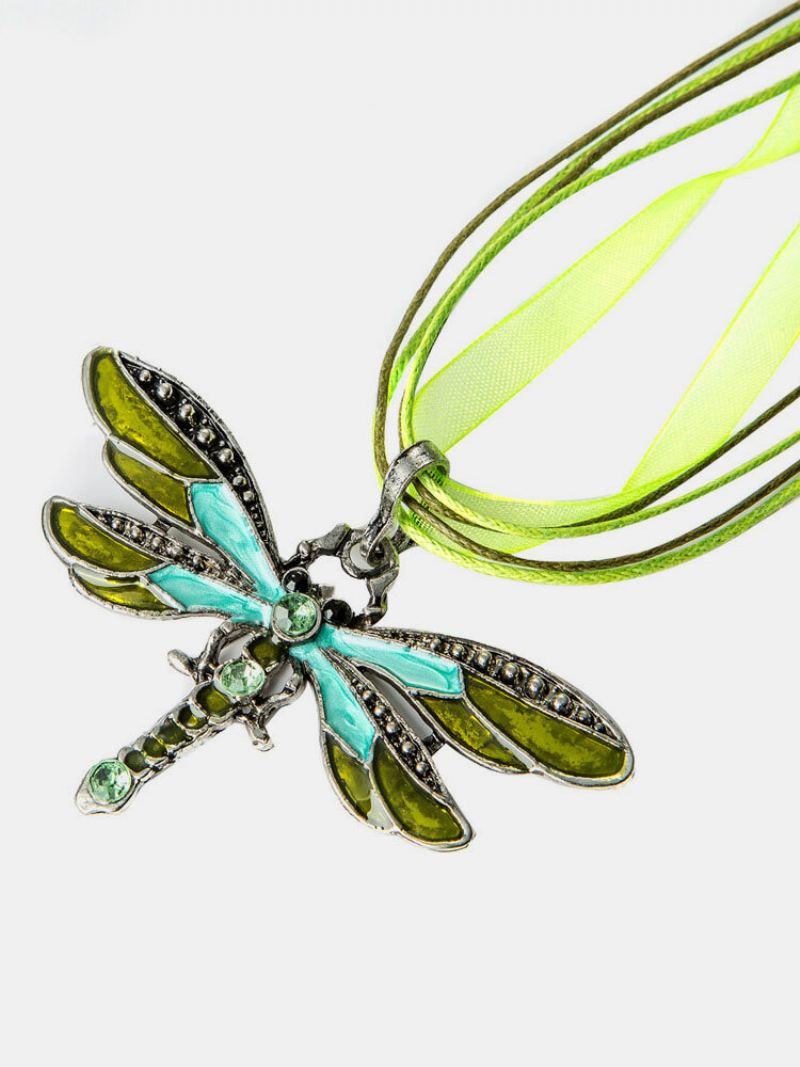 Trendy Barevné Náhrdelníky S Přívěskem Dragonfly Dámské Dlouhé S Kamínky