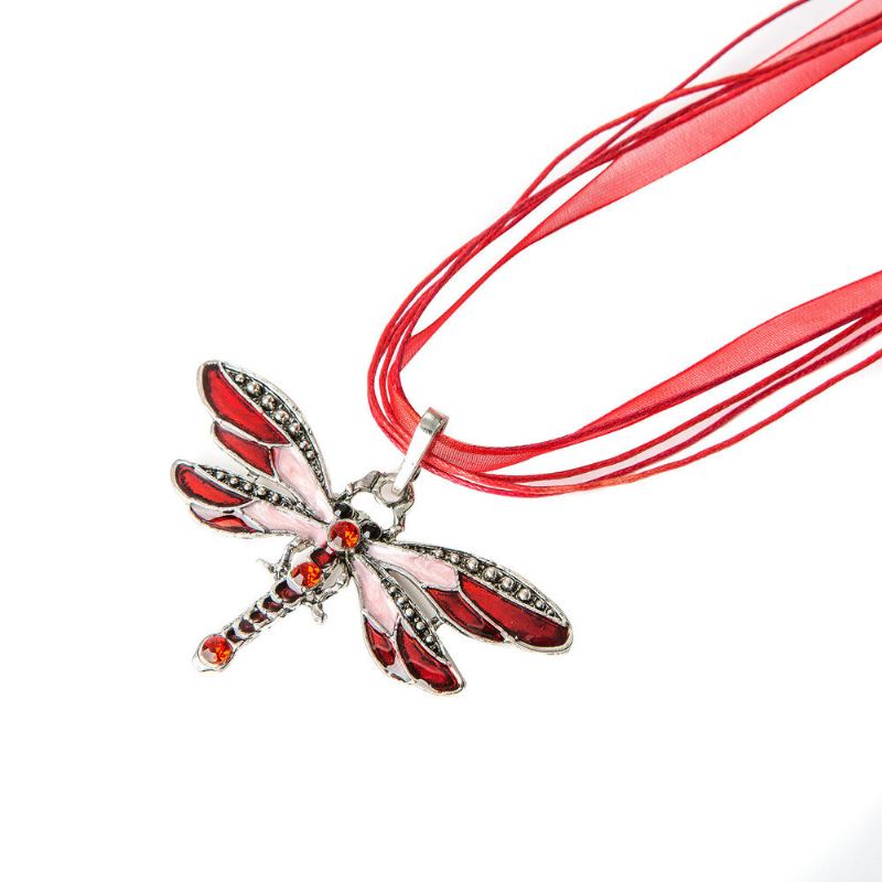 Trendy Barevné Náhrdelníky S Přívěskem Dragonfly Dámské Dlouhé S Kamínky