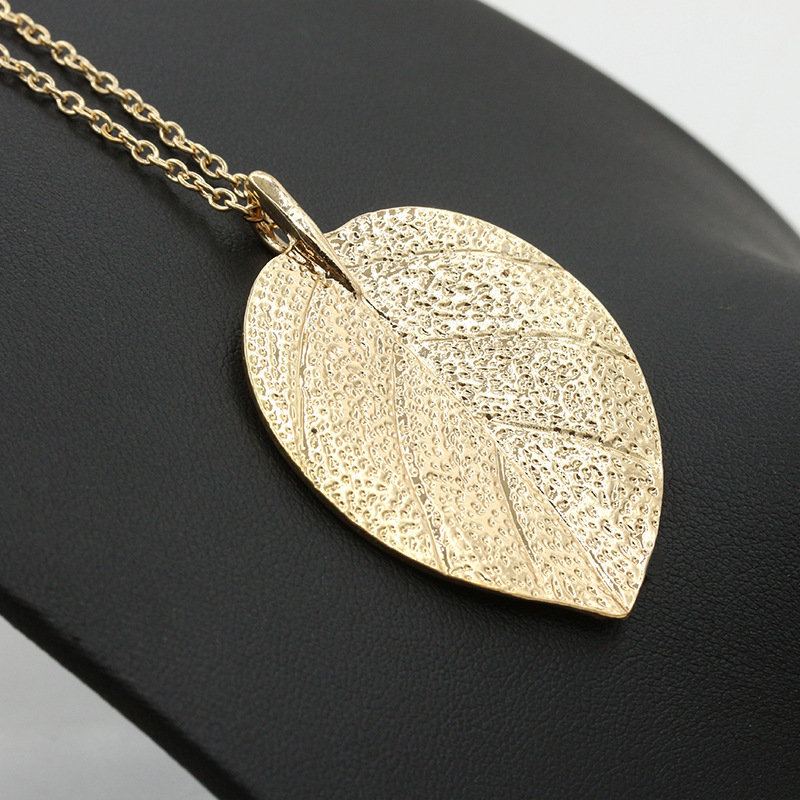 Trendy Náhrdelníky S Přívěskem Se Zlatými Listy Bohemian Big Leaf Delicate Womens Long Necklaces