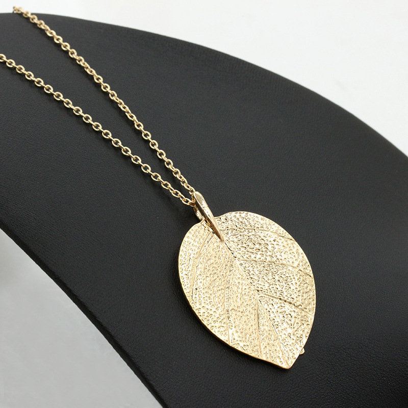 Trendy Náhrdelníky S Přívěskem Se Zlatými Listy Bohemian Big Leaf Delicate Womens Long Necklaces