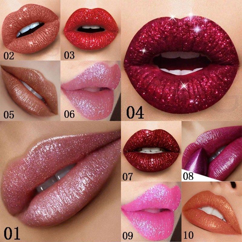 10 Barev Diamond Magic Shiny Lipstick Voděodolný Dlouhotrvající Třpytivý Make-up Na Rty