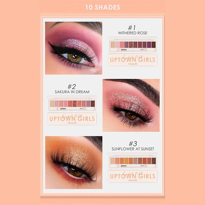 10 Barev Paleta Očních Stínů Conceler Matte Shimmer Glitter Waterproof Eyeshadow Powder