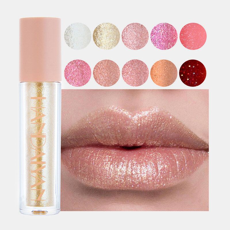 10 Barev Třpytivý Lesk Na Rty Trvalý Voděodolný Nepřilnavý Pohár Diamond Pearlescent Lip Glaze